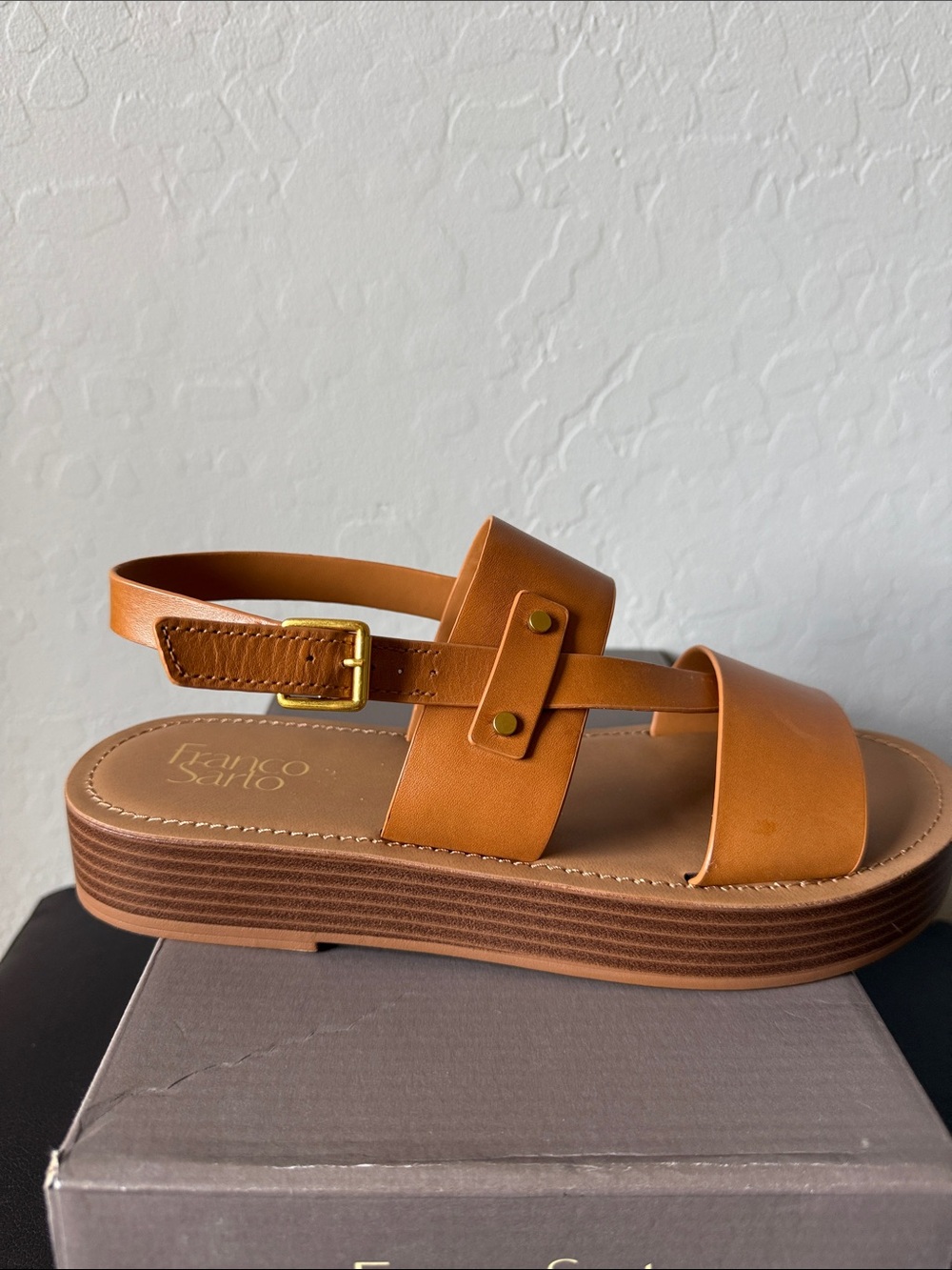 Franco Sarto Tan Platform Sandals - Picture 2 of 5